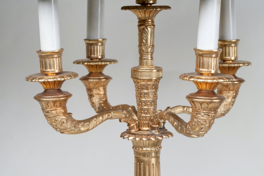 Pair of Five-Light Candelabra (Lamps), Empire