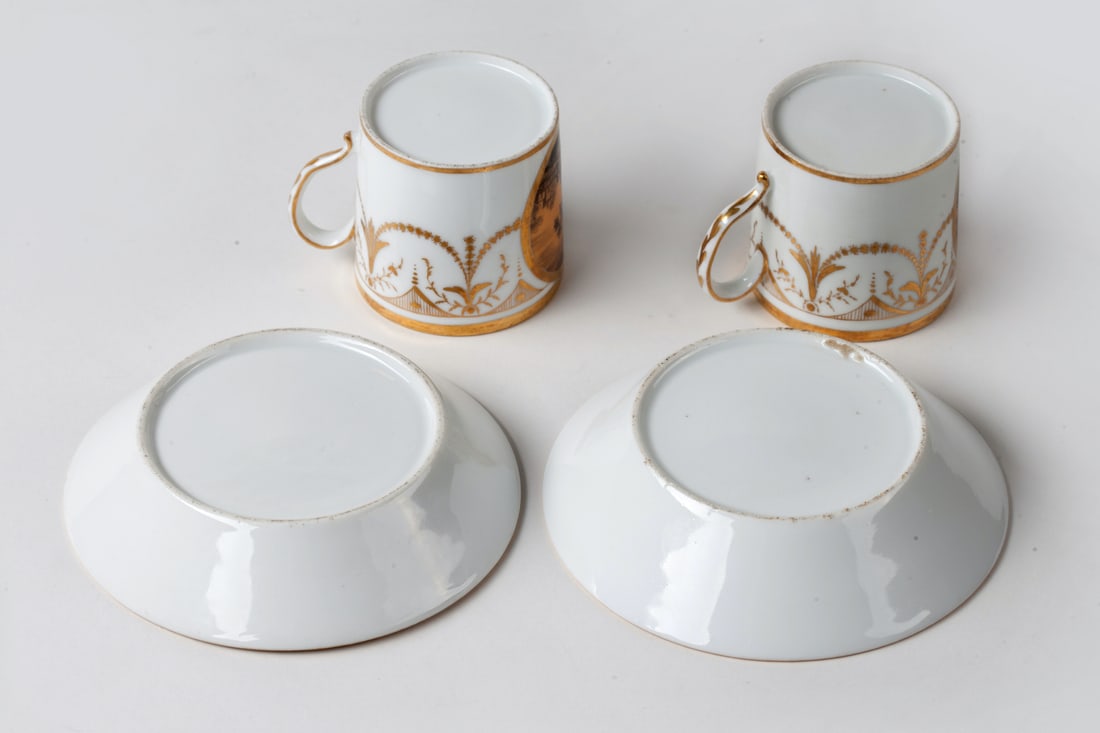 Lot of two Empire Cups with Saucers, 19th century