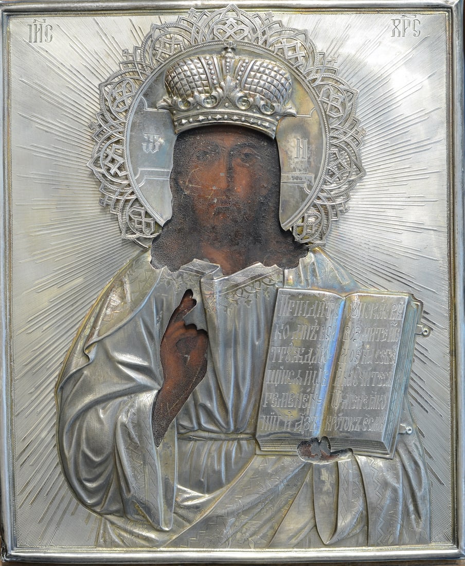 Orthodox Russian Icon, Silver Oklad, 19th century