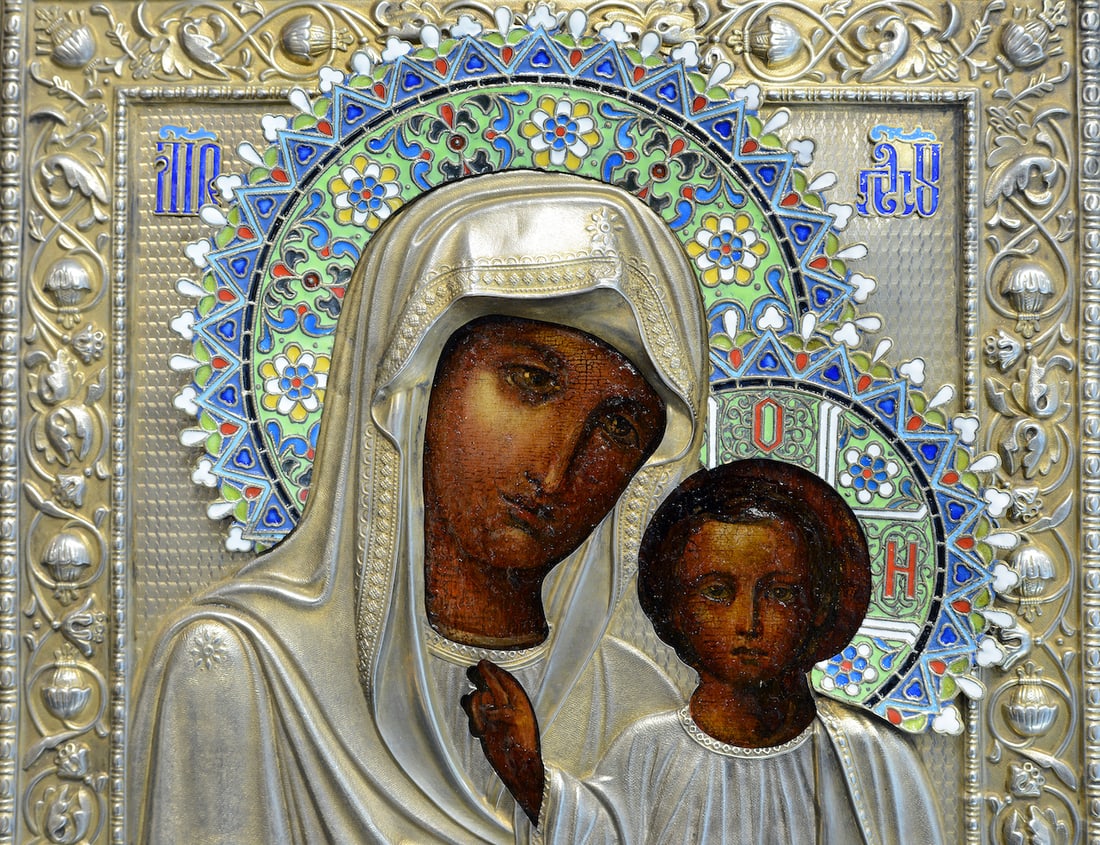 Orthodox Russian Icon, Silver Oklad, 19th century