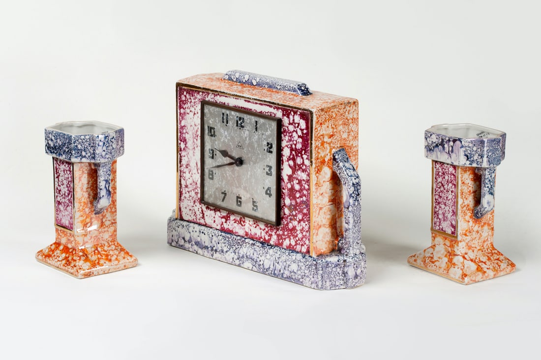 Clock with Vases, Art Deco, Modern