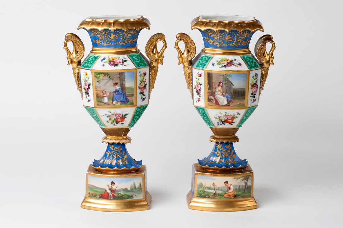 Pair of Empire Porcelain Vases, 19th century