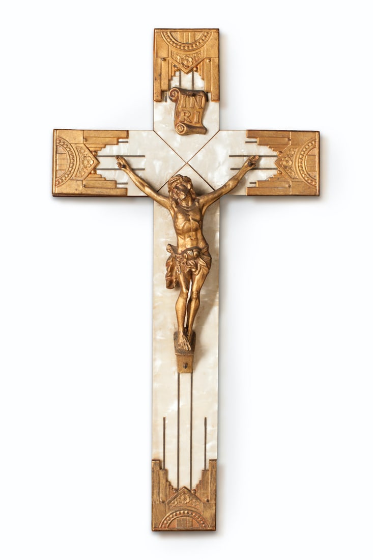 Jesus Christ Crucifixion. Art Deco Cross