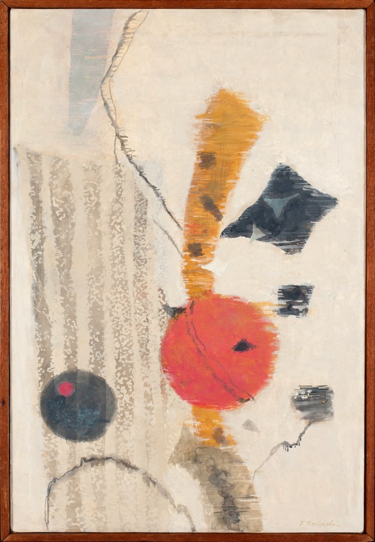 Tetsuo Ochikubo, 1923-1975 (Japan/USA): Tetsuo Ochikubo (1923-1975). Oil on canvas, size 78 x 51 cm (30 3/4 x 20 inches). Signed lower right. Tetsuo Ochikubo (1923-1975), also known as Bob Ochikubo, was a Japanese-American artist and printm