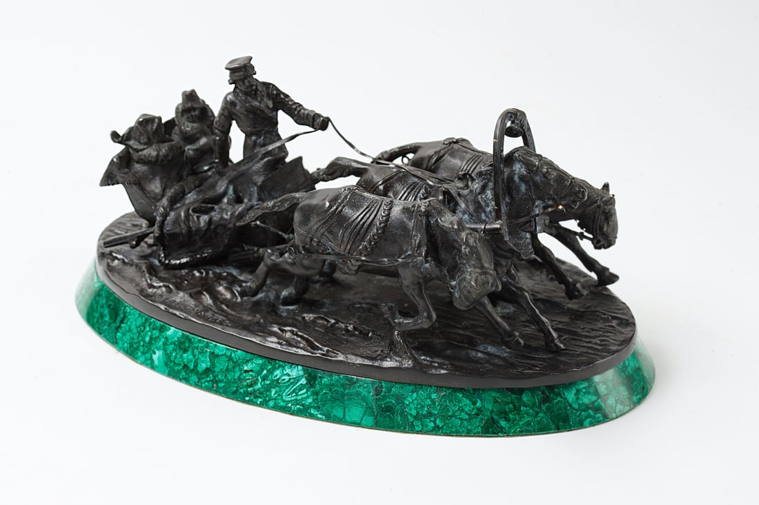 Russian Cabinet Bronze. Malachite