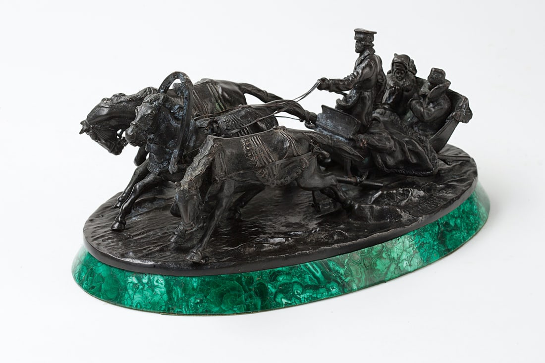 Russian Cabinet Bronze. Malachite