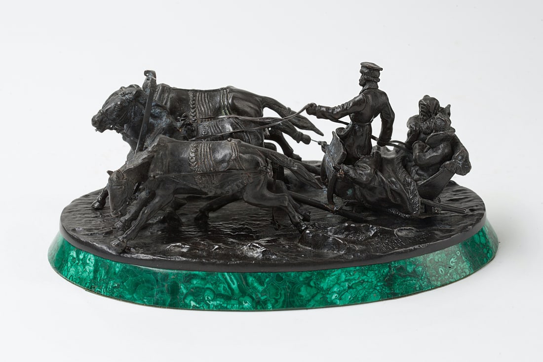 Russian Cabinet Bronze. Malachite