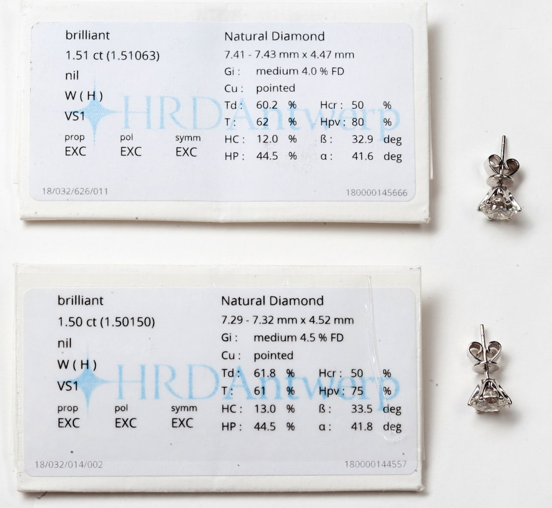 Earrings. 3.01 CT. Natural diamond. Certificate