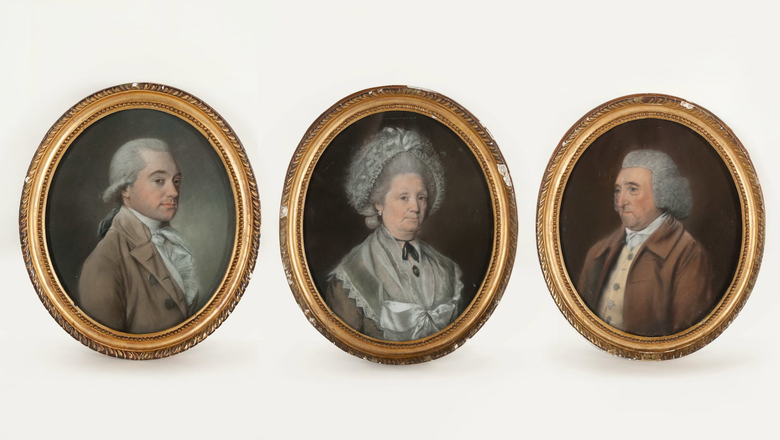 3 Portraits, Gentleman, His Wife and Their Son,18th c
