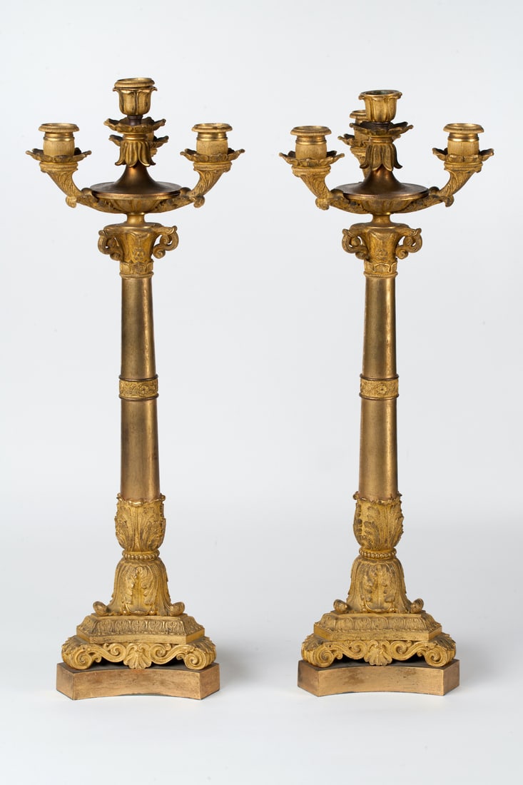 A Pair of Bronze Candelabra, Europe, 19th century