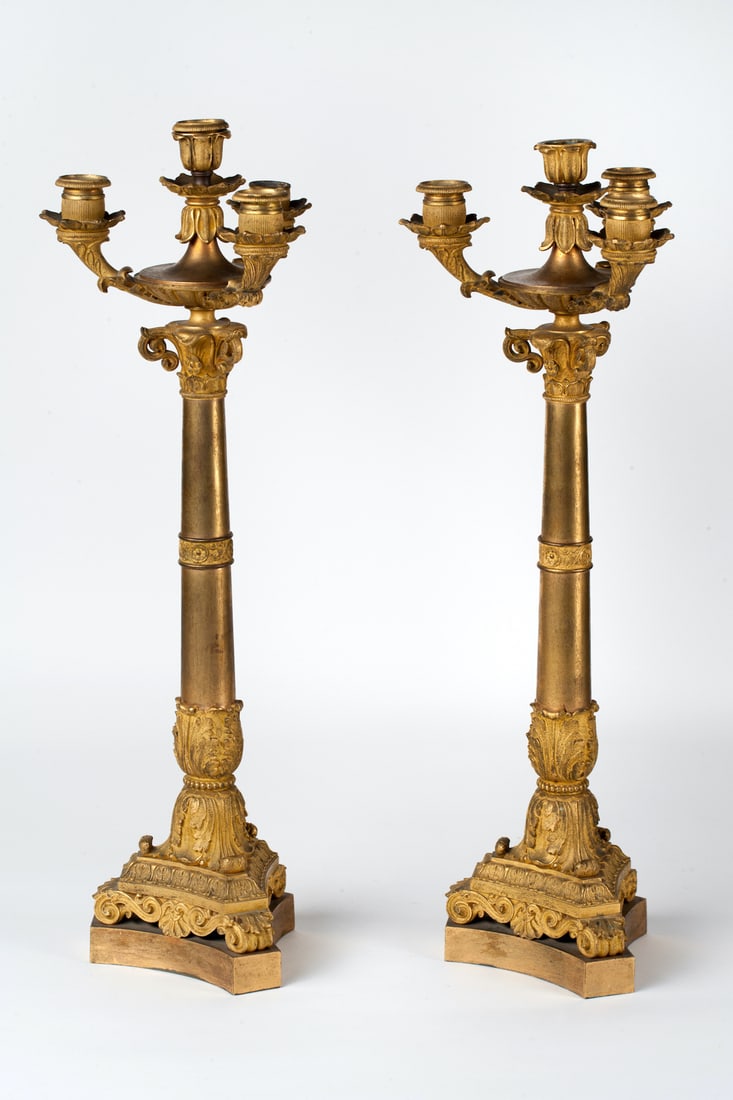 A Pair of Bronze Candelabra, Europe, 19th century