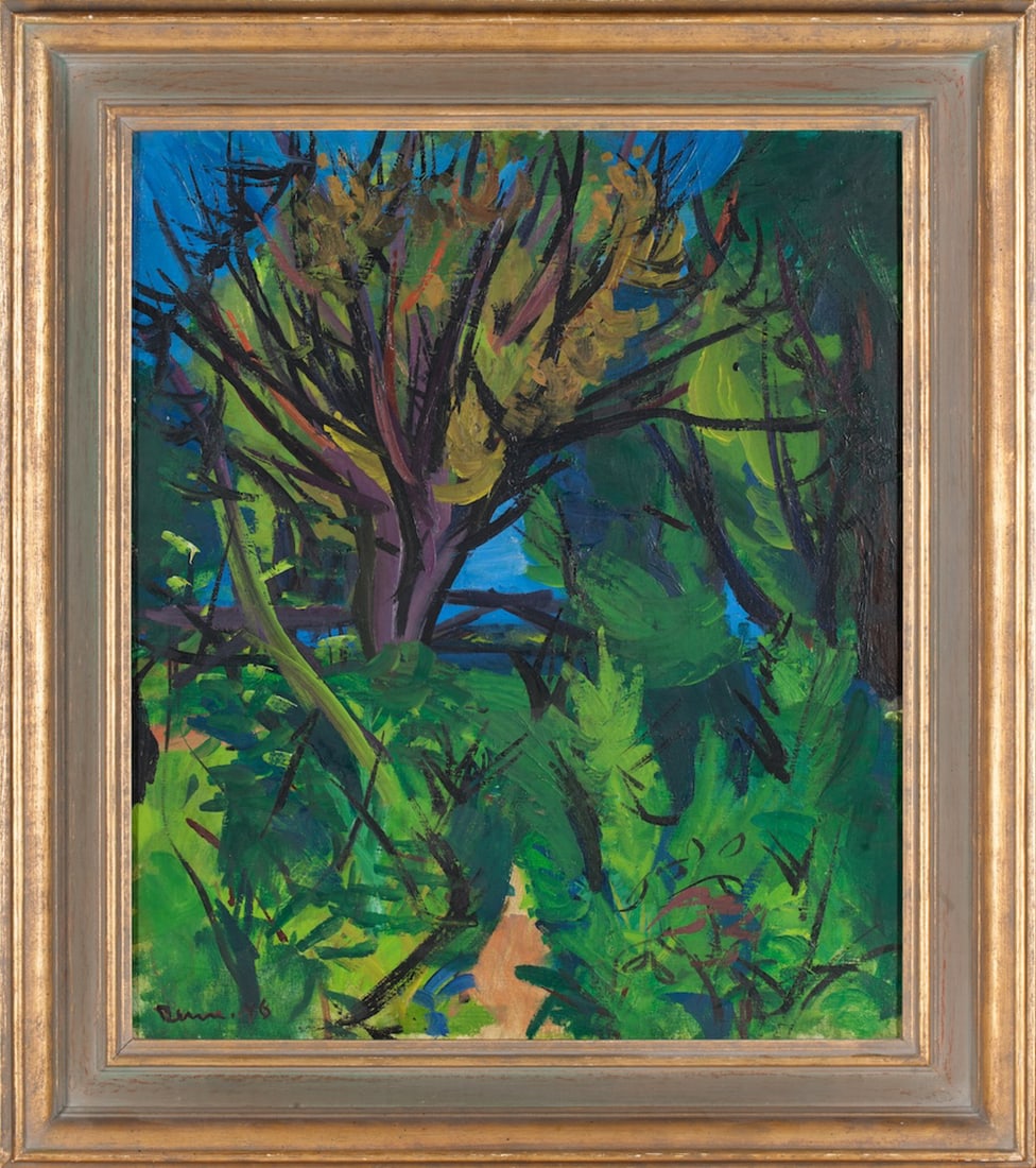 Ben BENN, 1884-1983 (Ukraine/USA): Ben BENN (1884-1983) At the park, 1946 Oil on canvas, size 61 x 50 cm (24 x 19 1/2 inches) Frame dimensions 77 x 67 cm (30 1/3 x 26 1/3 inches) Signed lower left.