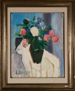 Andre Lanskoy, 1902-1976 (Russia/France): Andre Lanskoy (1902-1976).Vase with Roses. Oil on canvas, size 68 x 50 cm (26 3/4 inches x 19 2/3 inches). Frame dimensions 84 x 69 cm (33 x 27 1/4 inches). Signed lower left.Provenance: Auction