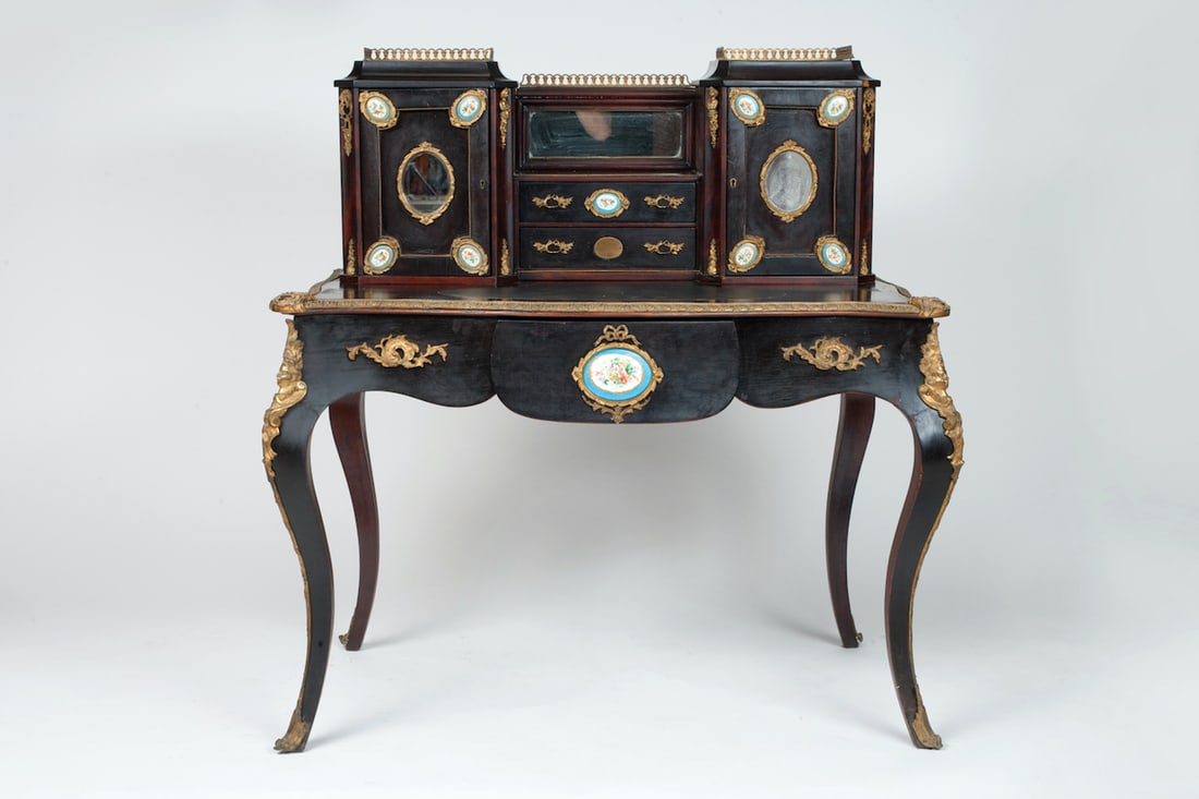 Rococo Bureau Table, 19th century, Bronze/Porcelain