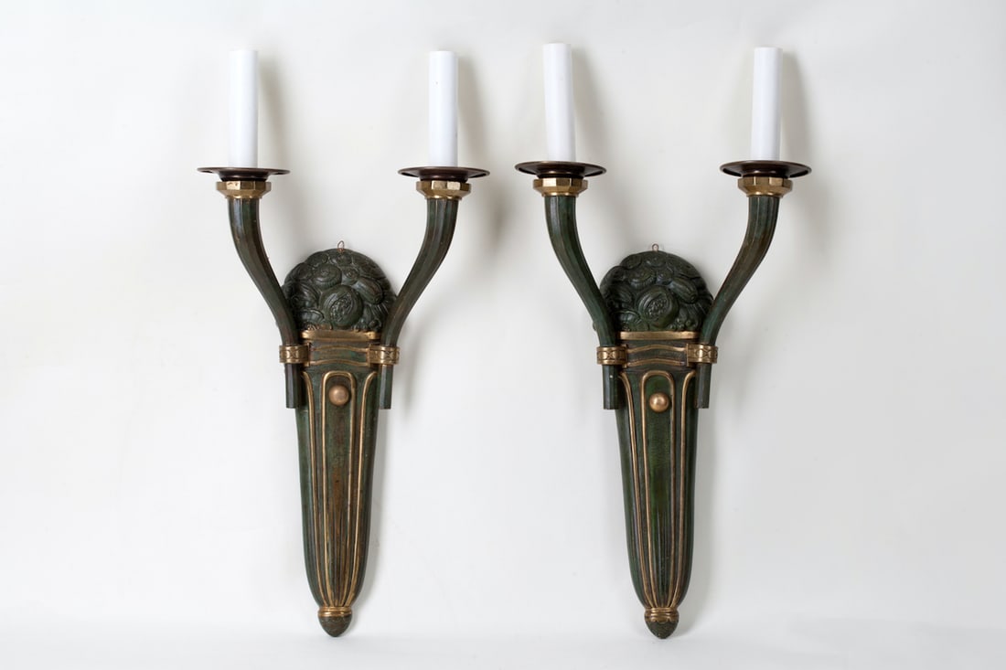Bronze Wall Sconces, Art Nouveau, Modern, Jugendstil