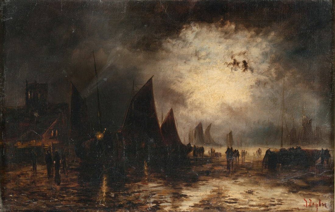 Landscape with Sailboats, Unknown artist, 19th c