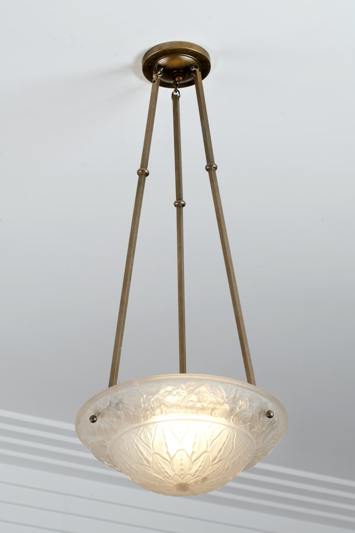 Pair of Ceiling Lamps, Glass, 20th century
