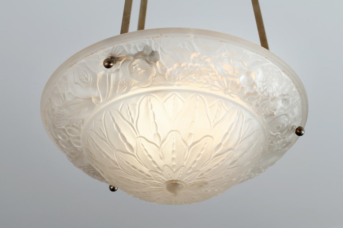 Pair of Ceiling Lamps, Glass, 20th century