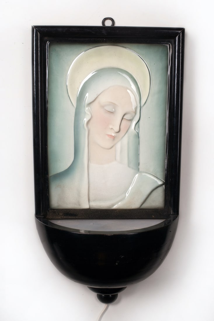 Art Deco Wood Porcelain Luminaire, 20th century
