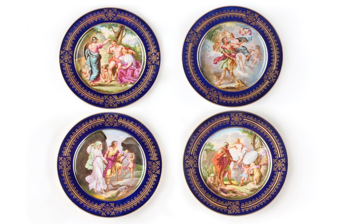 Porcelain Cabinet Plates, 4 pieces, 19th- 20th century