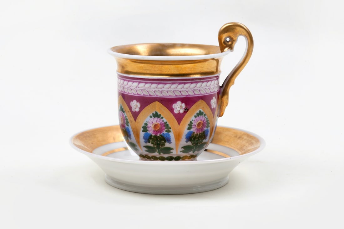 Porcelain Cup with Saucer Hand-painted, 19th century