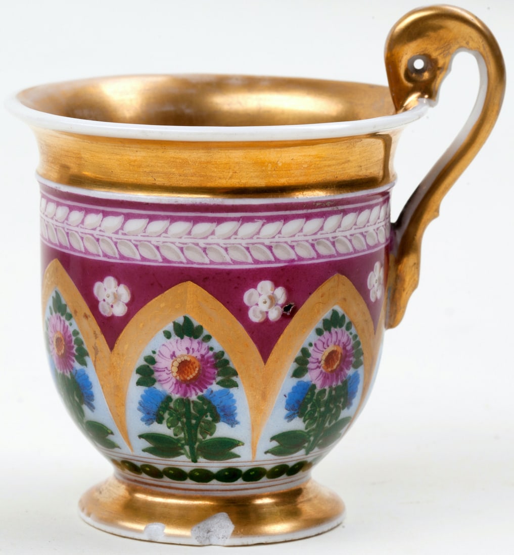 Porcelain Cup with Saucer Hand-painted, 19th century