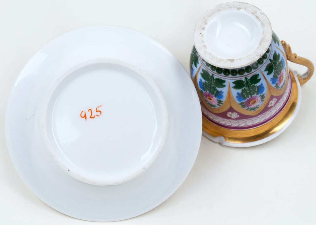 Porcelain Cup with Saucer Hand-painted, 19th century