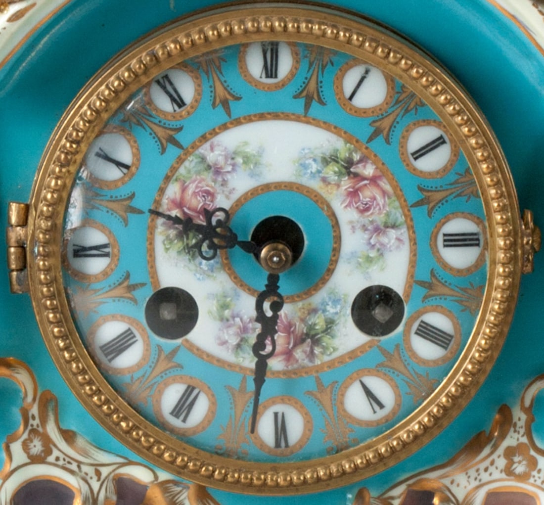 Bronze and Porcelain Clock, 20th century