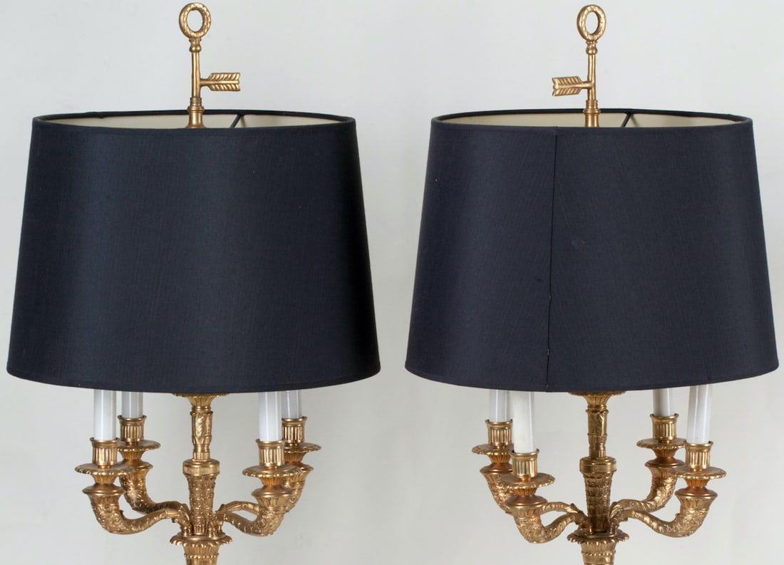 Pair of Five-Light Candelabra (Lamps), Empire