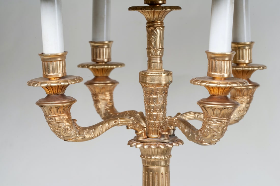 Pair of Five-Light Candelabra (Lamps), Empire