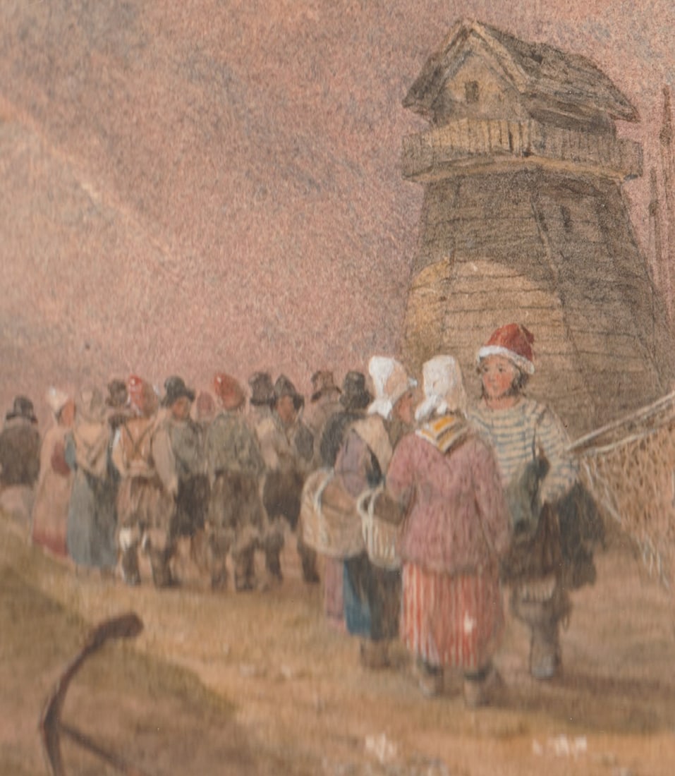 The Return of Fishermen Watercolour 18-19th century