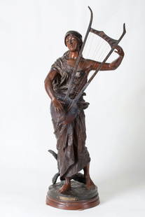 Georges Coudray, 1863-1932 (France): Georges Charles Coudray (1863-1932). Semiramis, late 19th century. Bronze and two-tone patina. Height 74 cm (29 1/4 inches). Signed on the base. Provenance: Sotheby's auction, London, April 9, 2003.