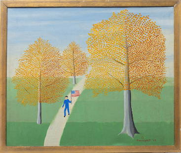 Theora HAMBLETT, 1895-1977 (USA): Theora HAMBLETT (1895-1977). 1969. Oil on canvas, size 51 x 61 cm (20 x 24 inches), frame dimensions (55,4 x 65 inches). Signed and dated lower right.