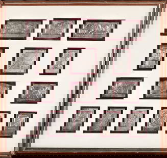 Boris Schatz, 1867-1932 (Lithuania/USA): Boris Schatz (1867-1932).Sterling Silver 14 Jewish Themes in frame. Frame dimensions 50 x 51,5 cm (19 2/3 x 20 1/4 inches).