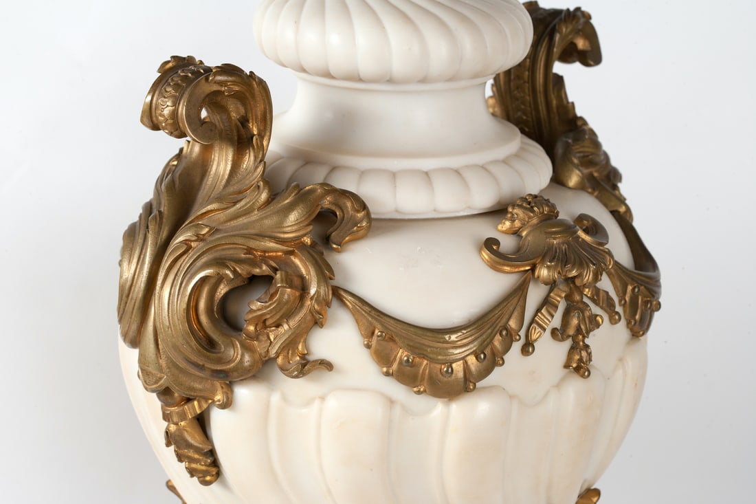 Pair of Marble Vases, Bronze, 19th century