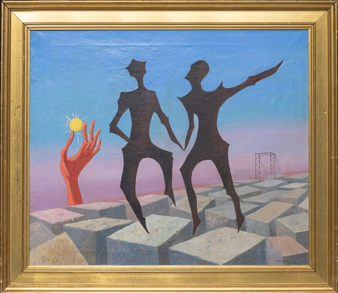 MAN RAY, 1890-1976 (USA/France): MAN RAY (1890-1976). 1938. Oil on canvas, size 55,5 x 65,5 cm (21 3/4 x 25 3/4 inches), frame dimensions 68 x 78 cm (26 3/4 x 30 2/3 inches). Signed and dated lower right.