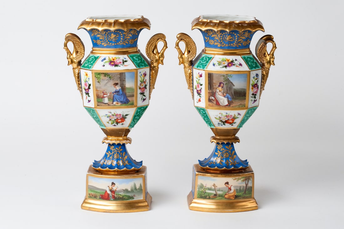 Pair of Empire Porcelain Vases, 19th century