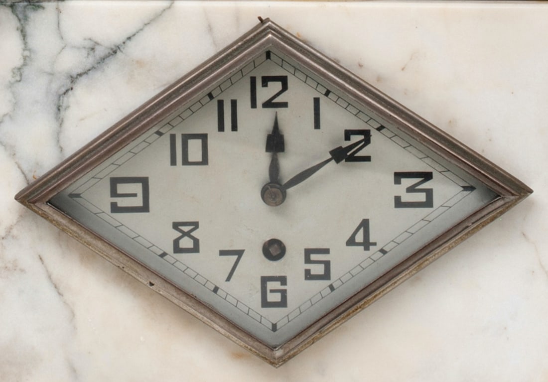 Art Deco Clock with Two Vases, early 20th century