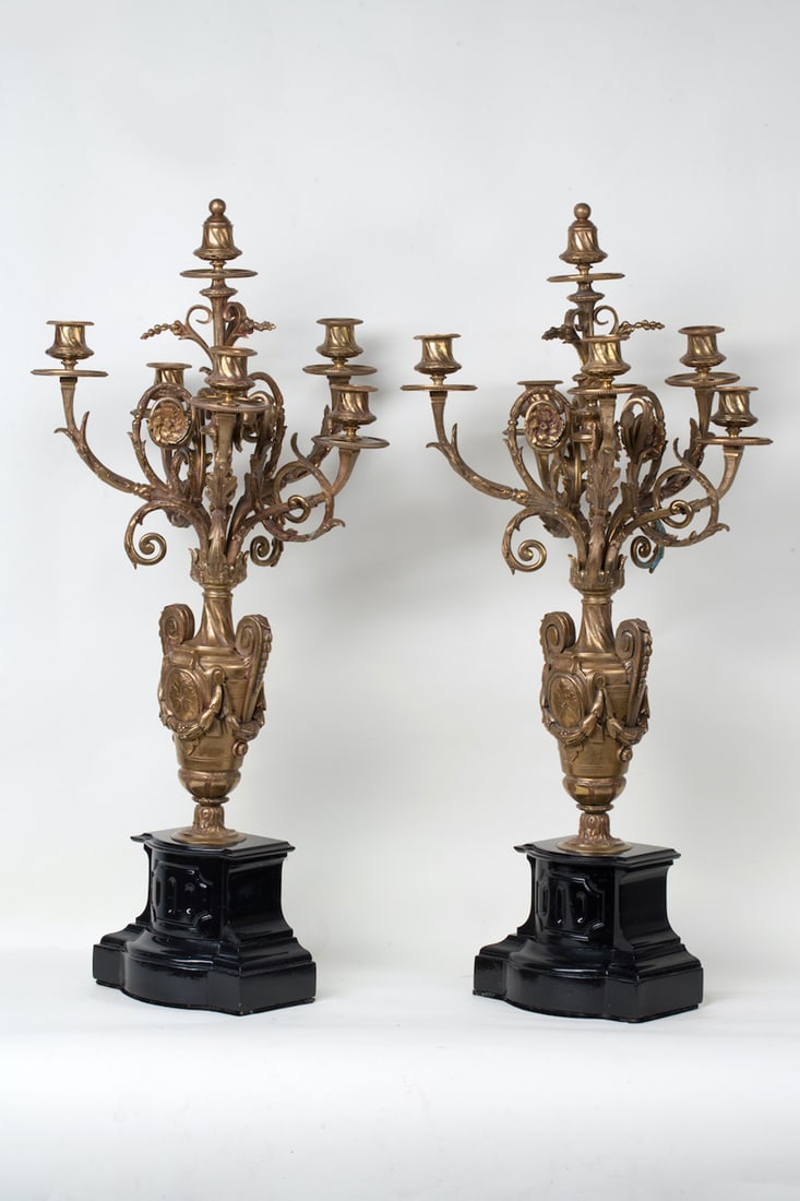 Pair of Bronze Candelabra, 19th century