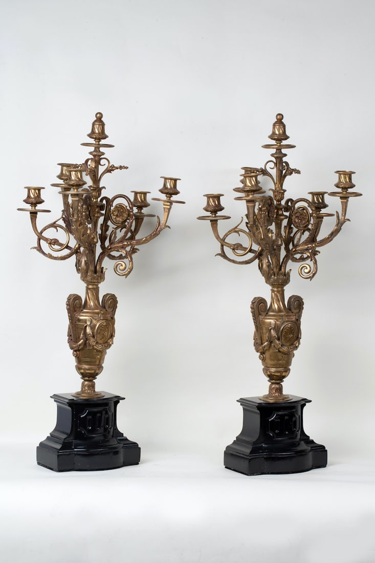 Pair of Bronze Candelabra, 19th century