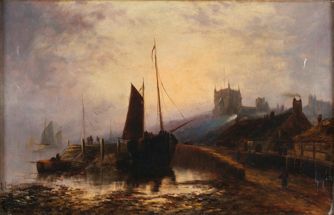 Landscape with Sailboats, Unknown artist, 19th c