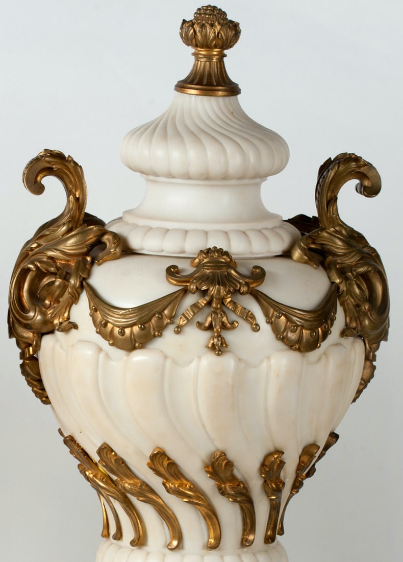 Pair of Marble Vases, Bronze, 19th century