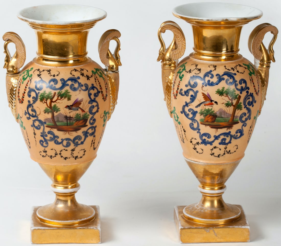 A Pair of Paris Porcelain French Empire Vases