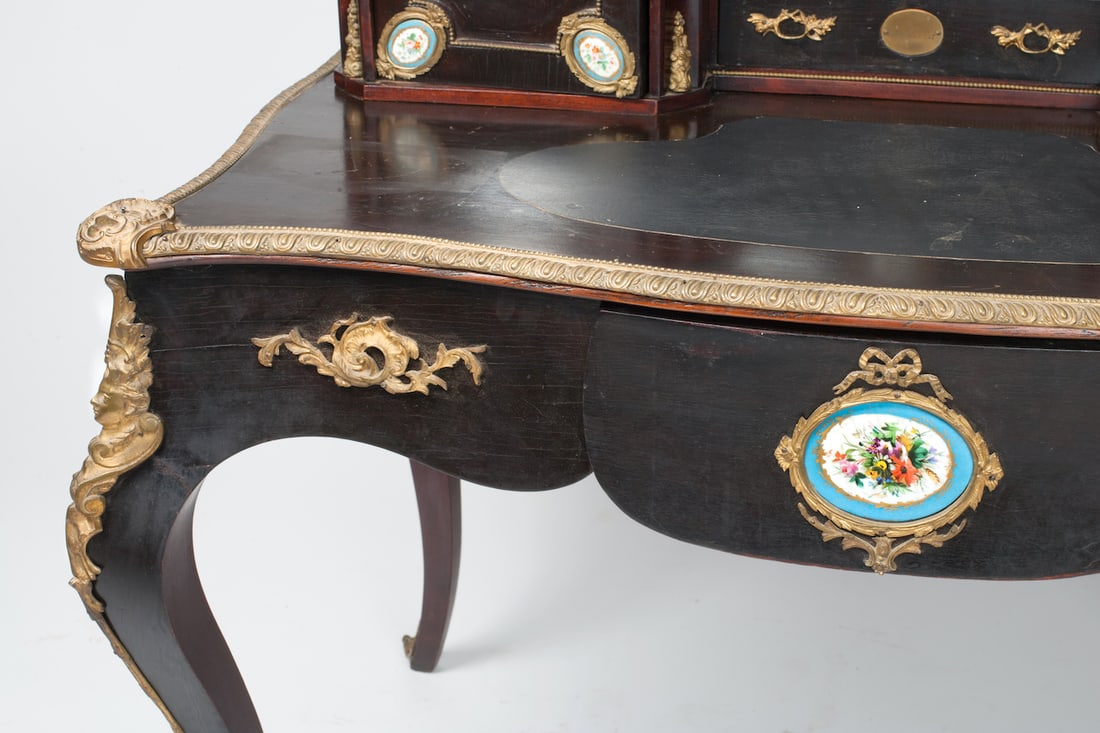 Rococo Bureau Table, 19th century, Bronze/Porcelain