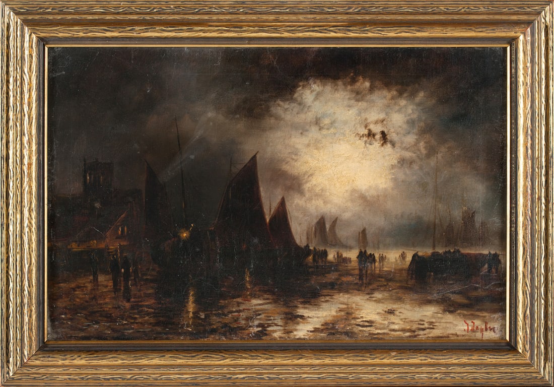 Landscape with Sailboats, Unknown artist, 19th c