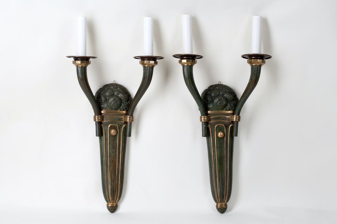 Bronze Wall Sconces, Art Nouveau, Modern, Jugendstil