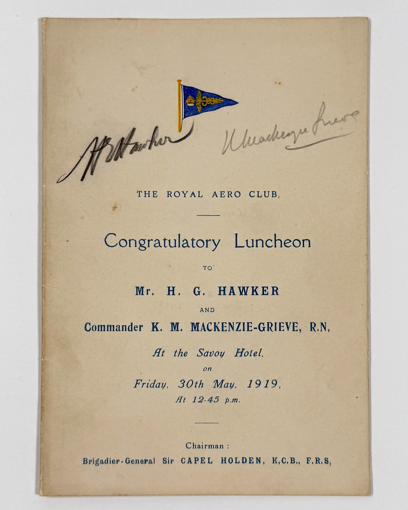 Congratulatory Luncheon to Mr.H.G.Hawker (London 1919)