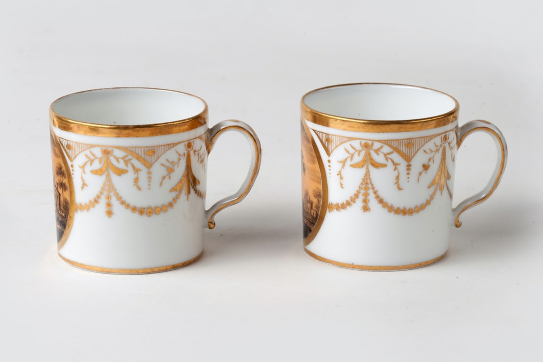 Lot of two Empire Cups with Saucers, 19th century