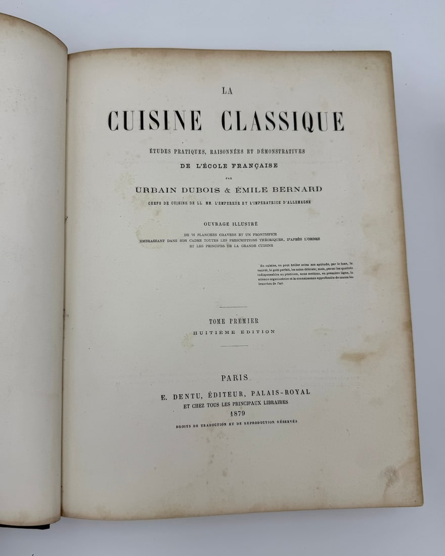 (GASTRONOMY) Classic French Cusine, 1879