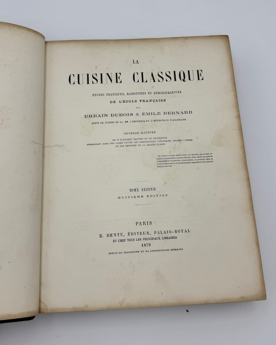 (GASTRONOMY) Classic French Cusine, 1879